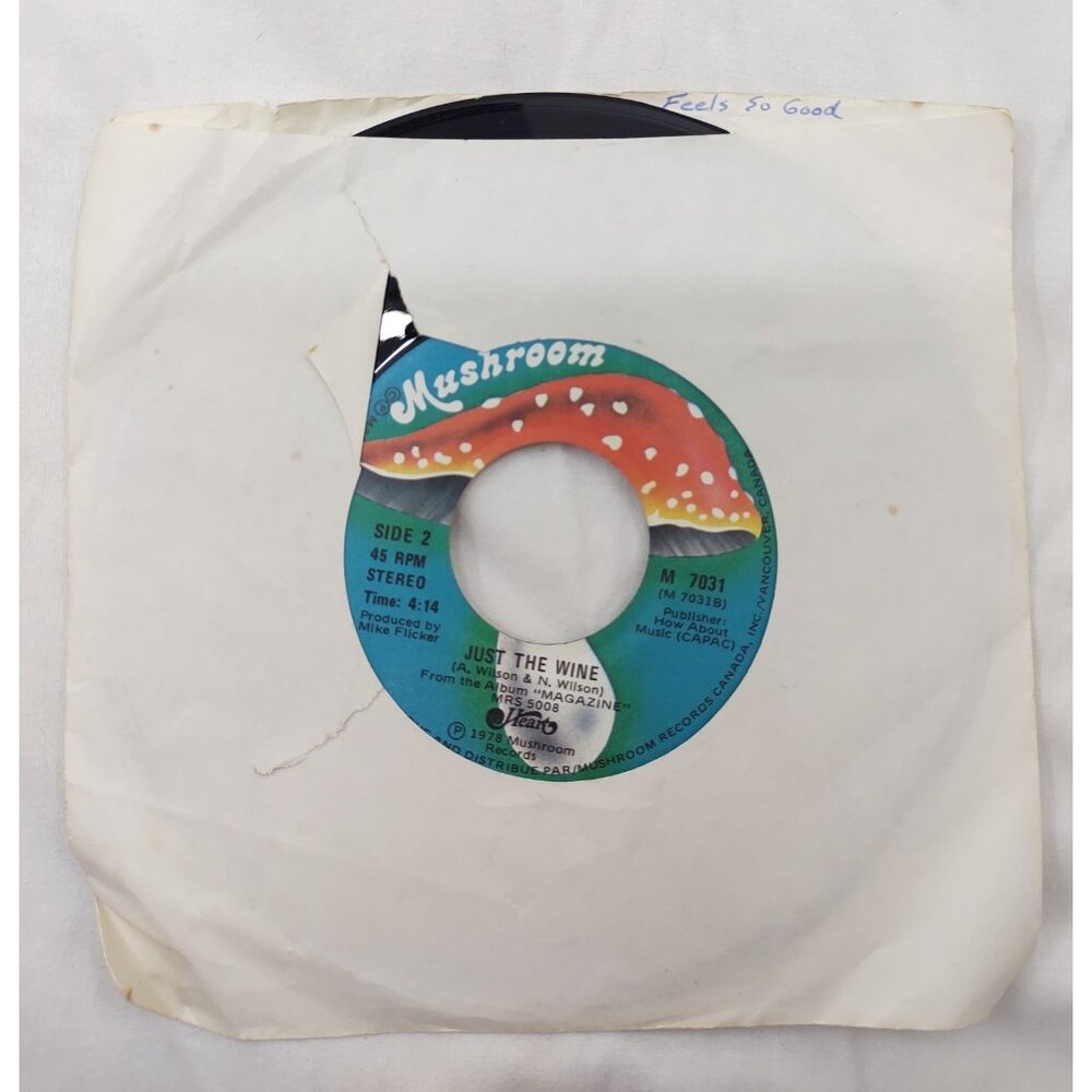 Heart "Just The Wine" 45 RPM Vinyl Single M 7031 (M 7031B) ℗1978 MRS 5008